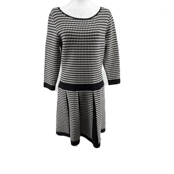 Lauren Ralph Lauren Houndstooth Dress  Size L  Classic Elegance in Cotton Blend - Picture 1 of 12